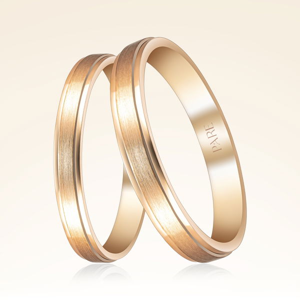 Ortası Mat Modern Çift Alyans - Pare Pırlanta