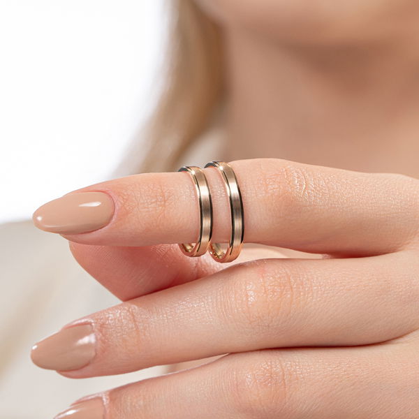 Ortası Mat Modern Çift Alyans - Pare Pırlanta