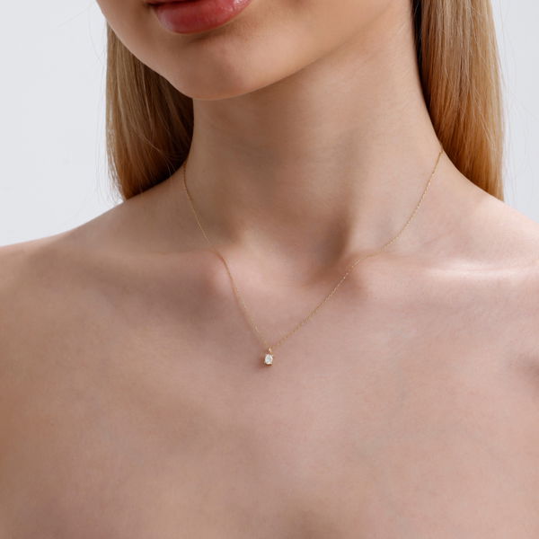 0,15 Karat Oval Kesim Pırlanta Minimal Kolye - Pare Pırlanta
