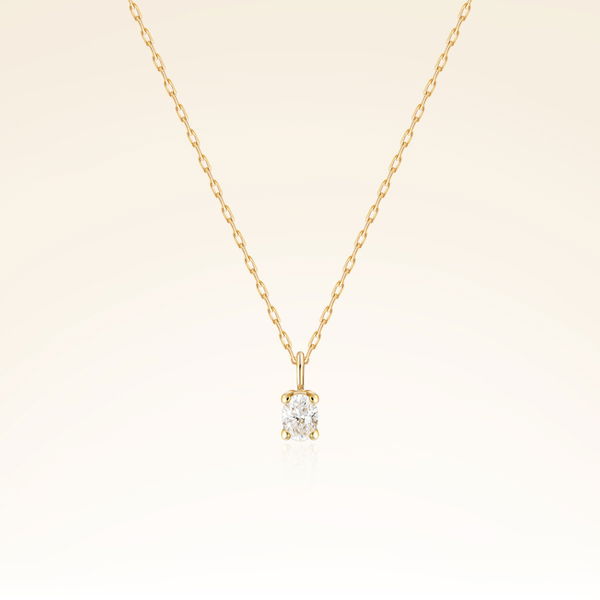 0,15 Karat Oval Kesim Pırlanta Minimal Kolye - Pare Pırlanta