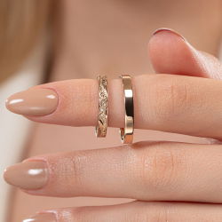 Özel Tasarım Vintage Desenli Kadın Alyans - 5