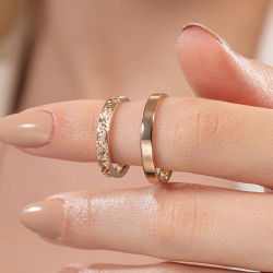 Özel Tasarım Vintage Kalemli Kadın Alyans - 5