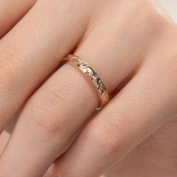 Özel Tasarım Vintage Kalemli Kadın Alyans - 3