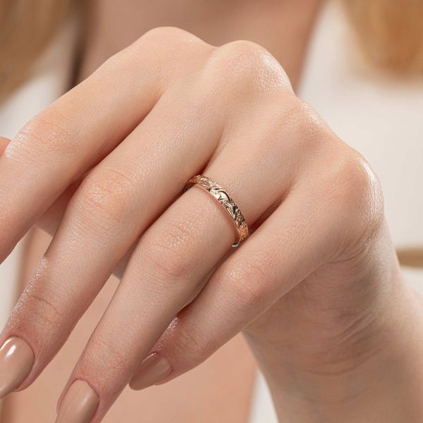 Özel Tasarım Vintage Kalemli Kadın Alyans - Pare Pırlanta