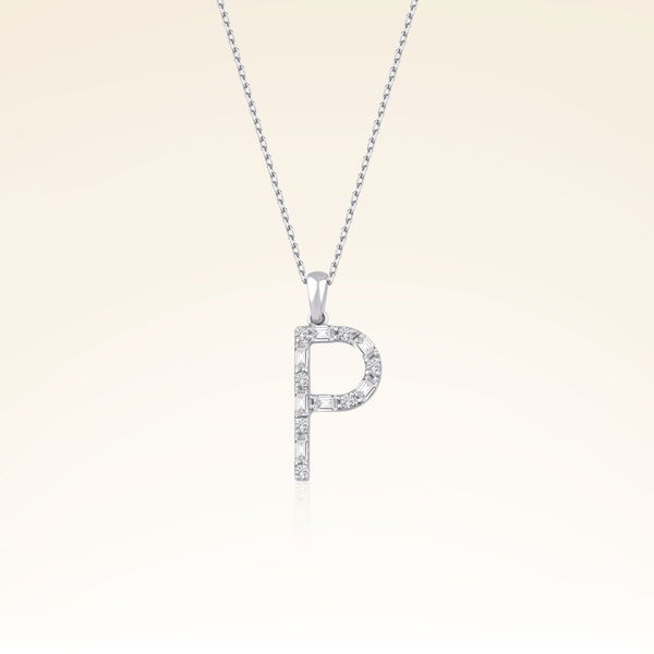 P Harf Pırlantalı Kolye - Pare Pırlanta