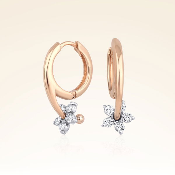 0,45 Karat Pırlanta Çiçek Küpe - Pare Pırlanta