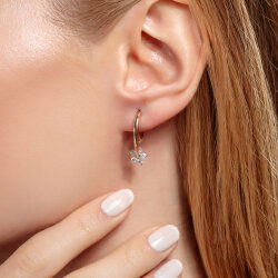 0,45 Karat Pırlanta Çiçek Küpe - 2