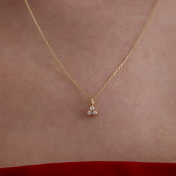 0,04 Karat Pırlanta Üçtaş Kolye - PR01543 - 3
