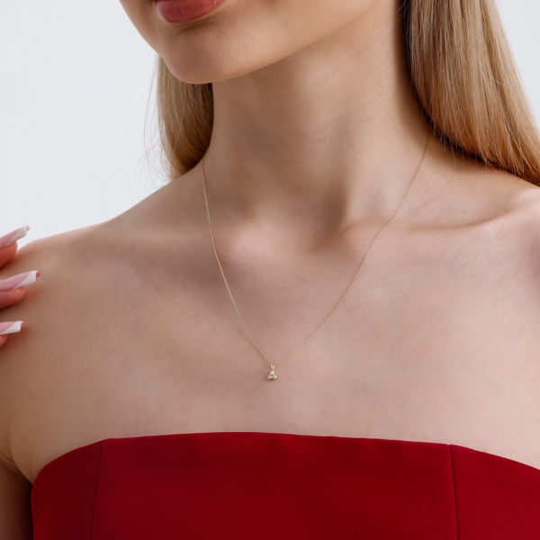 0,04 Karat Pırlanta Üçtaş Kolye - Pare Pırlanta