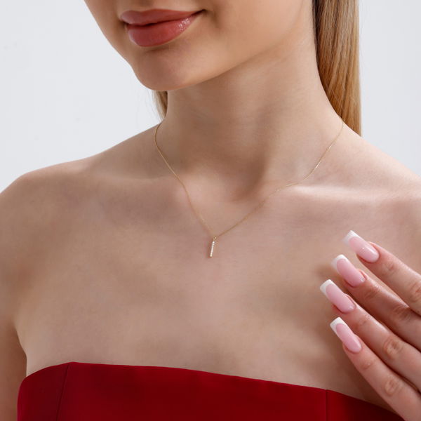 0,04 Karat Pırlanta Taşlı Sıralı Kolye - Pare Pırlanta