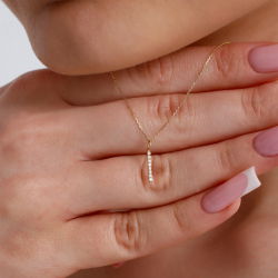 0,04 Karat Pırlanta Taşlı Sıralı Kolye - PR01546 - 4