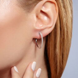 0,45 Karat Pırlanta Halka Küpe - 2