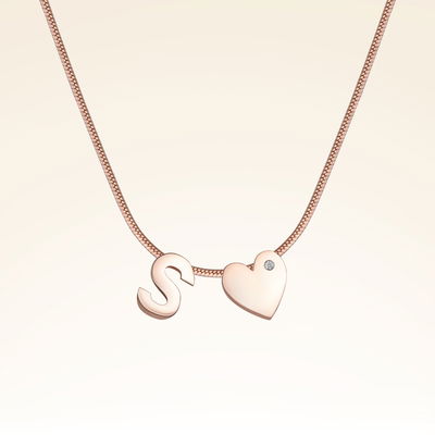 Pırlanta Kalpli Harf Kolye - Pare Pırlanta