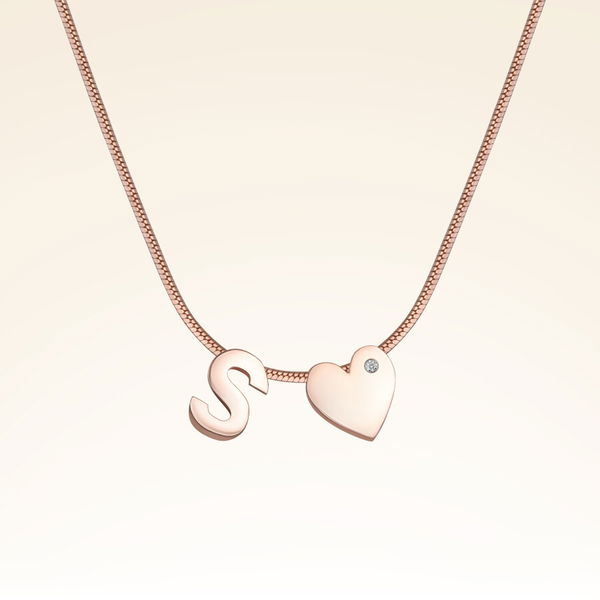 Pırlanta Kalpli Harf Kolye - Pare Pırlanta