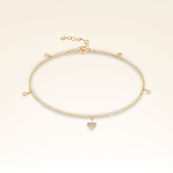 0,09 Karat Pırlanta Kalp Halhal - Pare Pırlanta