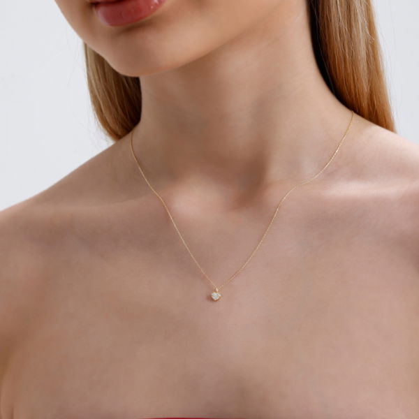 0,05 Karat Pırlanta Kalp Kolye - Pare Pırlanta