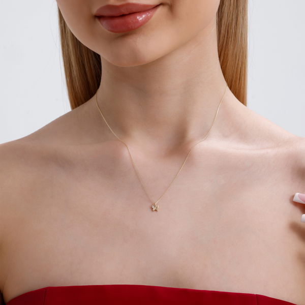 0,01 Karat Pırlanta Kelebek Kolye - Pare Pırlanta