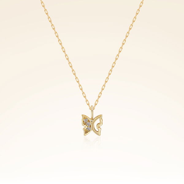 0,01 Karat Pırlanta Kelebek Kolye - Pare Pırlanta