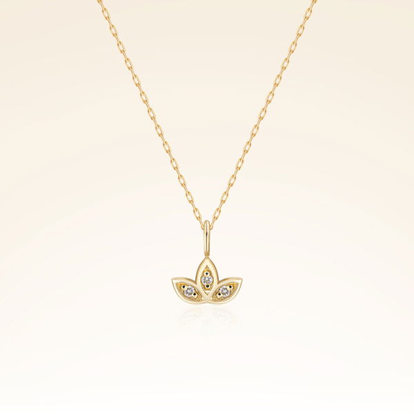 0,01 Karat Pırlanta Lotus Kolye - Pare Pırlanta