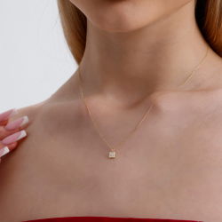 0,11 Karat Pırlanta Kare Kolye - PR01557 - 2