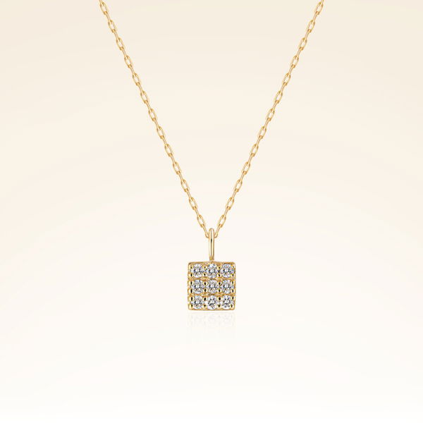 0,11 Karat Pırlanta Kare Kolye - Pare Pırlanta