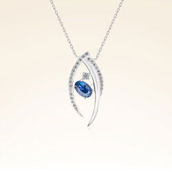 0,75 Karat Pırlanta Safir Kolye - 1