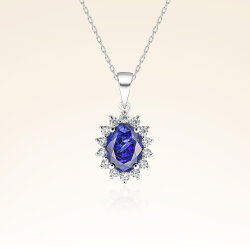 1,50 Karat Pırlanta Safir Kolye - 1