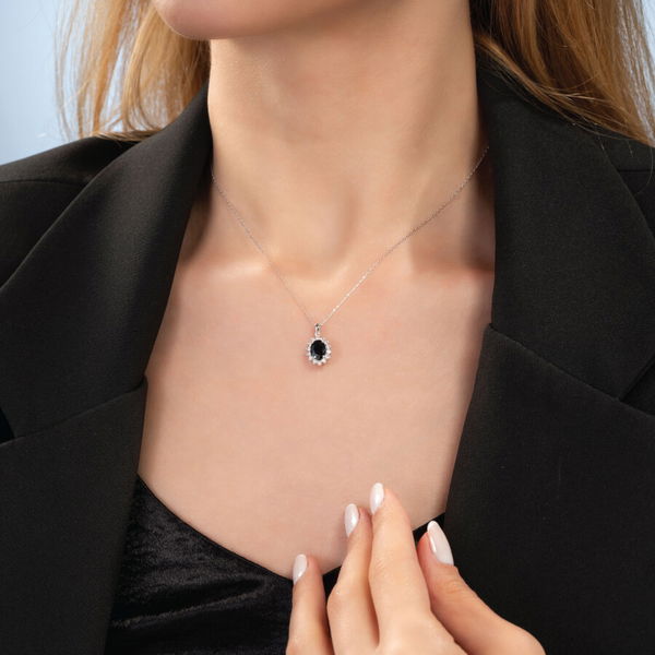 1,50 Karat Pırlanta Safir Kolye - Pare Pırlanta