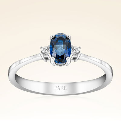 0,64 Karat Pırlanta Safir Yüzük - Pare Pırlanta