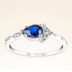 0,46 Karat Pırlantalı Damla Safir Yüzük - PR01400 - 1