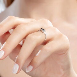 0,46 Karat Pırlantalı Damla Safir Yüzük - 4