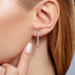 0,30 Karat Pırlanta Tasarım Halka Küpe - 2