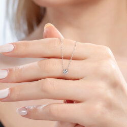 0,20 Karat Pırlanta Tektaş Kolye - 3