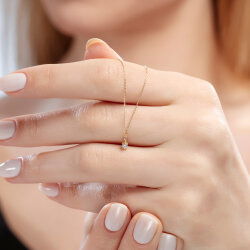 0,06 Karat Pırlanta Tektaş Kolye - 3