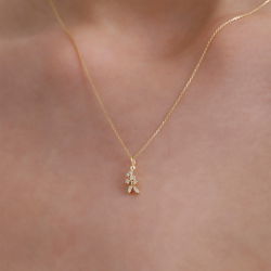 0,06 Karat Pırlanta Yaprak Kolye - PR01551 - 3