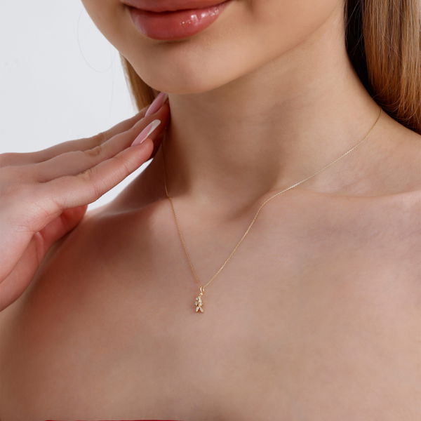 0,06 Karat Pırlanta Yaprak Kolye - Pare Pırlanta