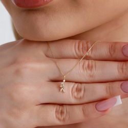 0,06 Karat Pırlanta Yaprak Kolye - PR01551 - 4