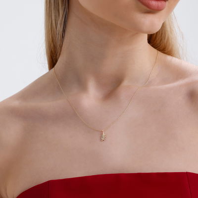 0,04 Karat Pırlanta Yaprak Kolye - Pare Pırlanta