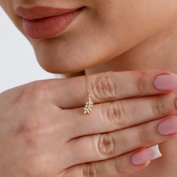 0,04 Karat Pırlanta Yaprak Kolye - PR01552 - 4