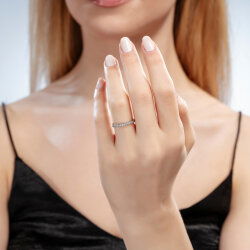 0,18 Karat Pırlanta Yarımtur Yüzük - 3