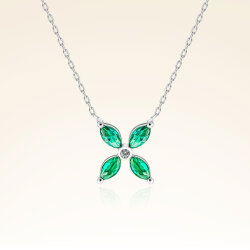 0,25 Karat Pırlanta Zümrüt Kolye - 1