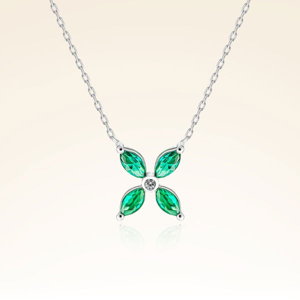 0,25 Karat Pırlanta Zümrüt Kolye - Pare Pırlanta