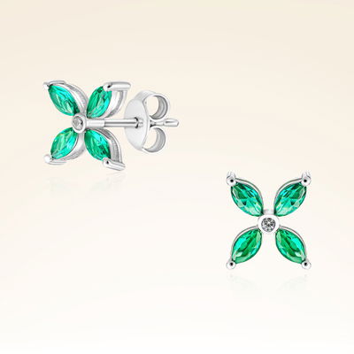 0,50 Karat Pırlanta Zümrüt Küpe - Pare Pırlanta