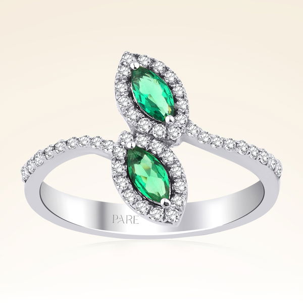 0,50 Karat Pırlanta Zümrüt Yüzük - Pare Pırlanta