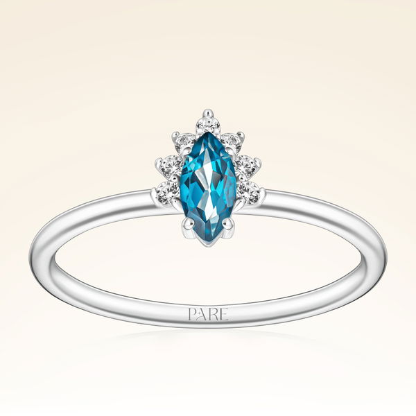 0,37 Karat Pırlantalı London Blue Topaz Yüzük - Pare Pırlanta