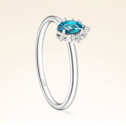 0,37 Karat Pırlantalı London Blue Topaz Yüzük - PR01208-8 - 2