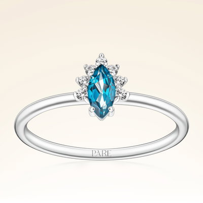 0,37 Karat Pırlantalı London Blue Topaz Yüzük - Pare Pırlanta