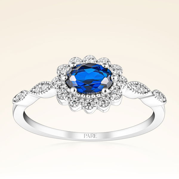 0,70 Karat Pırlantalı Oval Safir Yüzük - Pare Pırlanta