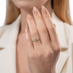 0,29 Karat Pırlantalı Peridot Yüzük - PR01207-8 - 3