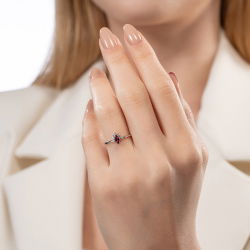 0,28 Karat Pırlantalı Rhodolite Yüzük - PR01209-8 - 3